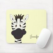 Lustiger Zebra-Cartoon-Gelbname scherzt mousepad (Mit Mouse)
