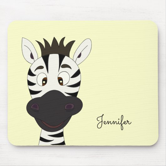 Lustiger Zebra-Cartoon-Gelbname scherzt mousepad (Vorne)