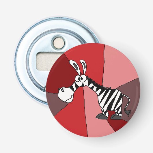 Lustiger Zebra-Kunst-Knopf-Flaschen-Öffner Flaschenöffner (Vorderseite)