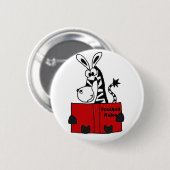 Lustiger Zebra-Lesefußball ordnet Buch an Button (Vorne & Hinten)