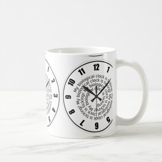 Lustiger Zeit-Uhr-Kaffee oder Tee-Tasse Kaffeetasse (Rechts)