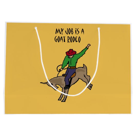Lustiger Ziegen-Rodeo-Job-Spaß-Cartoon Große Geschenktüte (Rückseite)
