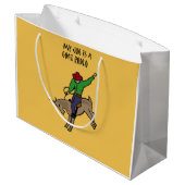 Lustiger Ziegen-Rodeo-Job-Spaß-Cartoon Große Geschenktüte (Rückseite Schrägansicht)