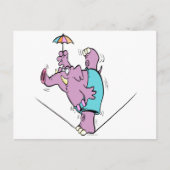 lustiger Zirkuselefant am Seil Postkarte (Vorderseite)