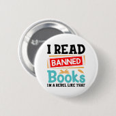 Lustiger Zitat über verbotene Bücher Button (Vorne & Hinten)
