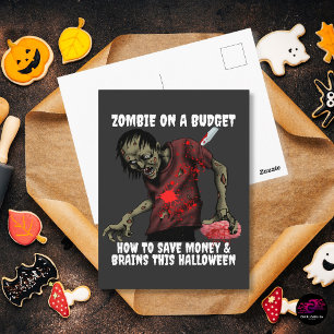 Lustiger Zombie- Halloween auf kleinem Budget Postkarte