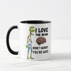 Lustiger Zombie Ich liebe das Gehirn Tasse