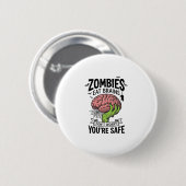 Lustiger Zombie Isst Gehirne Du Bist Sicher Hallow Button (Vorne & Hinten)