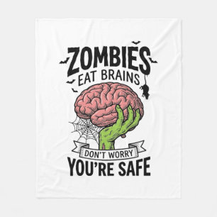 Lustiger Zombie Isst Gehirne Du Bist Sicher Hallow Fleecedecke