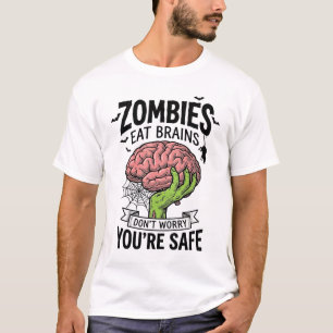 Lustiger Zombie isst Gehirne Du bist sicher Hallow T-Shirt