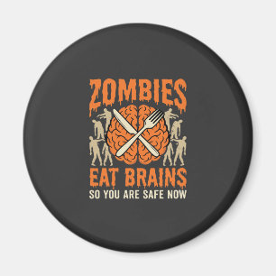 Lustiger Zombie isst Gehirne Halloween-Vektordesig Magnet