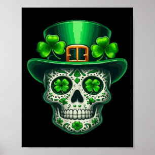 Lustiger Zuckerschädel St. Patrick's Day Of Dead L Poster