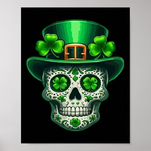 Lustiger Zuckerschädel St. Patrick's Day Of Dead L Poster (Vorne)