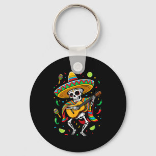 Lustiger Zuckerschädel tanzender Mariachi-Skelett Schlüsselanhänger