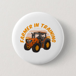 Lustiger zukünftiger Bauer in Ausbildung Traktor L Button