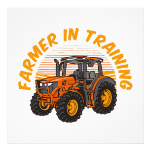 Lustiger zukünftiger Bauer in Ausbildung Traktor L Fotodruck