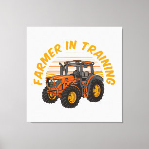 Lustiger zukünftiger Bauer in Ausbildung Traktor L Leinwanddruck