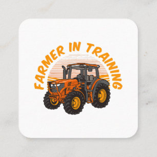 Lustiger zukünftiger Bauer in Ausbildung Traktor L Quadratische Visitenkarte