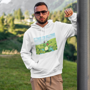 Lustiger zwinkernden Frosch auf Seerosenblatt Teic Hoodie