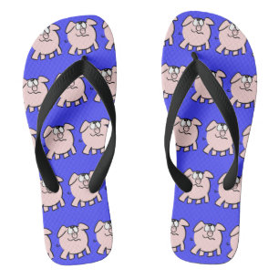 Lustiges 2 Cartoon Schwein Farbe wählen Männer Fli Badesandalen