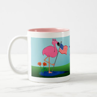 Lustiges 4. der Juli-Flamingo-Tasse Zweifarbige Tasse