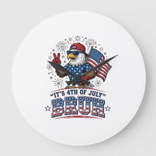 Lustiges 4. Juli Adler Bruh Patriotisches Shirt-De Große Wanduhr
