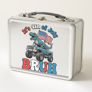 Lustiges 4. Juli Dinosaurier Monster Truck Shirt_1 Metall Brotdose