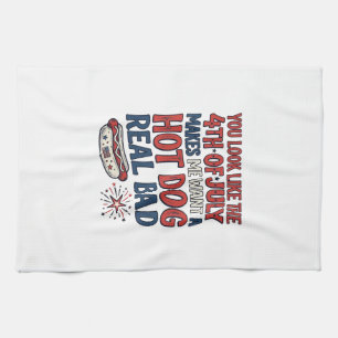 Lustiges 4. Juli Hot Dog patriotisches Shirtsdesig Geschirrtuch