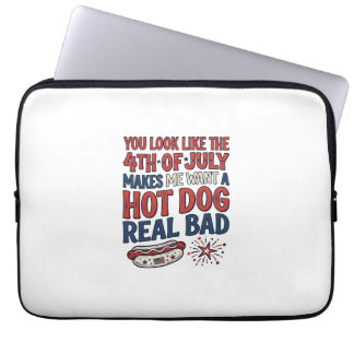 Lustiges 4. Juli Hot Dog patriotisches Shirtsdesig Laptopschutzhülle