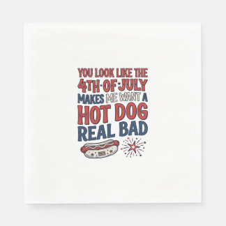 Lustiges 4. Juli Hot Dog patriotisches Shirtsdesig Serviette