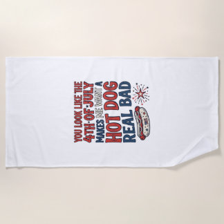 Lustiges 4. Juli Hot Dog patriotisches Shirtsdesig Strandtuch