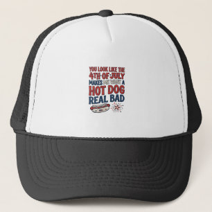 Lustiges 4. Juli Hot Dog patriotisches Shirtsdesig Truckerkappe