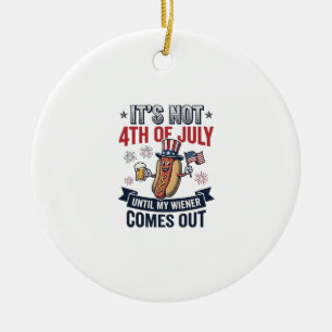 Lustiges 4. Juli Hot Dog Vintage Patriotisches Shi Keramik Ornament