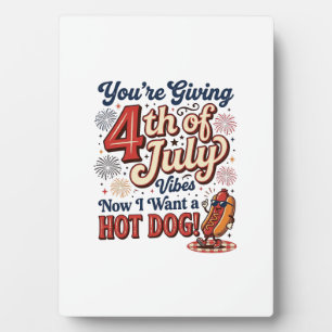 Lustiges 4. Juli Hot Dog Vintage-Shirt-Design_1 Fotoplatte