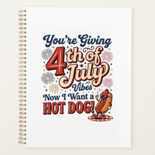 Lustiges 4. Juli Hot Dog Vintage-Shirt-Design_1 Planer