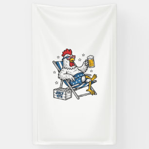 Lustiges 4. Juli Huhn Bier Patriotisches Shirt-Des Banner