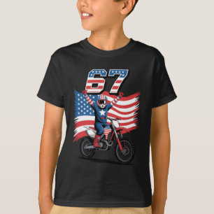 Lustiges 4. Juli Motocross Amerikanische Flagge 67 T-Shirt