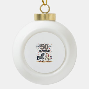 Lustiges 50. Geburtstags-Einhorn-Pferd Vintage-Gra Keramik Kugel-Ornament