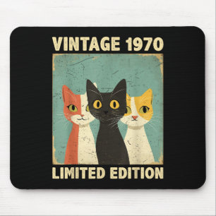 Lustiges 55 Jahre altes Geschenk Vintage 1970 Katz Mousepad