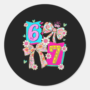 Lustiges 67 Coquette-Schleifendesign für girly Äst Runder Aufkleber