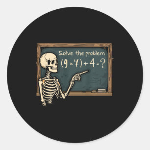 Lustiges 67 Meme Brainrot Witz Halloween Skelett M Runder Aufkleber