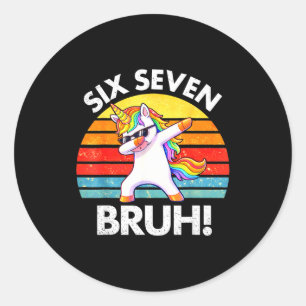 Lustiges 67 Meme Dabbing Einhorn Sechs Sieben 6 7 Runder Aufkleber