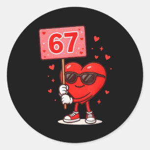 Lustiges 67 Meme Süßes Valentinstag Sechs Sieben L Runder Aufkleber