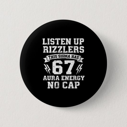 Lustiges 67-Shirt Meme Six Seven Button (Vorderseite)