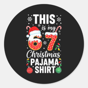 Lustiges 67 Weihnachten Pyjama-Shirt Six Seven Mem Runder Aufkleber