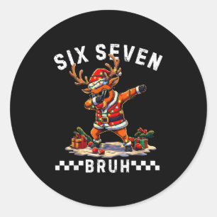 Lustiges 67 Weihnachten Six Seven Meme Dabbing Ren Runder Aufkleber