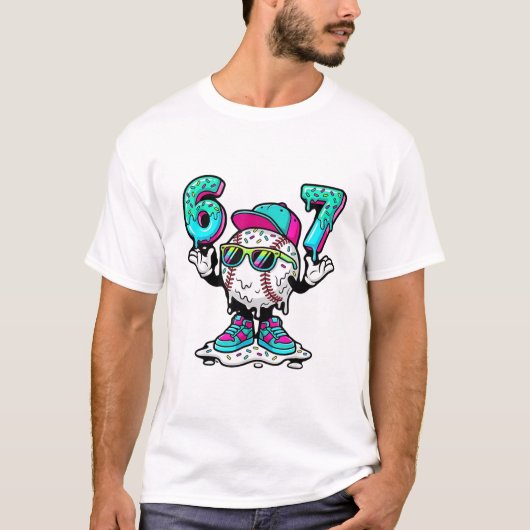 Lustiges 6 7 Baseball Eis Drip Meme T-Shirt (Vorderseite)