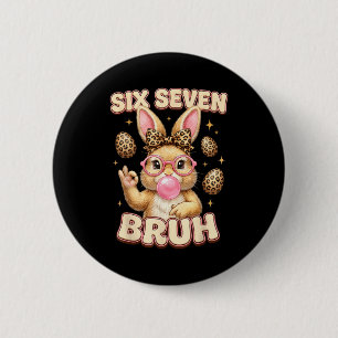 Lustiges 6 7 Meme sechs sieben Hase Leopard Bogen Button