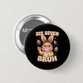 Lustiges 6 7 Meme sechs sieben Hase Leopard Bogen Button (Vorne & Hinten)