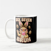 Lustiges 6 7 Meme sechs sieben Hase Leopard Bogen Kaffeetasse (Links)